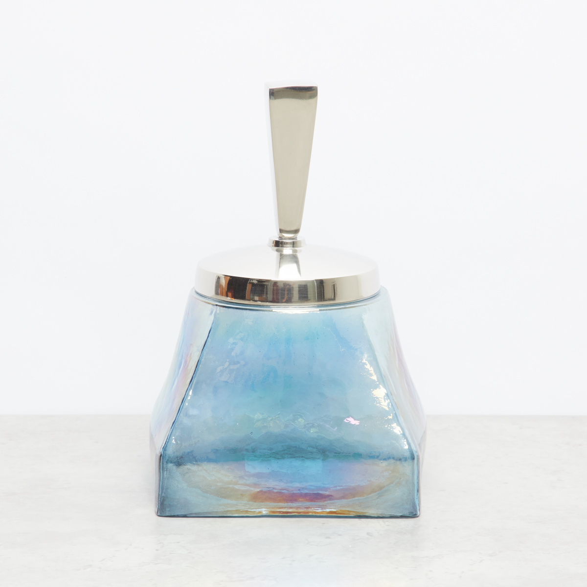 Faceted Small Jar with Glazed Finish -13x13x21 cms