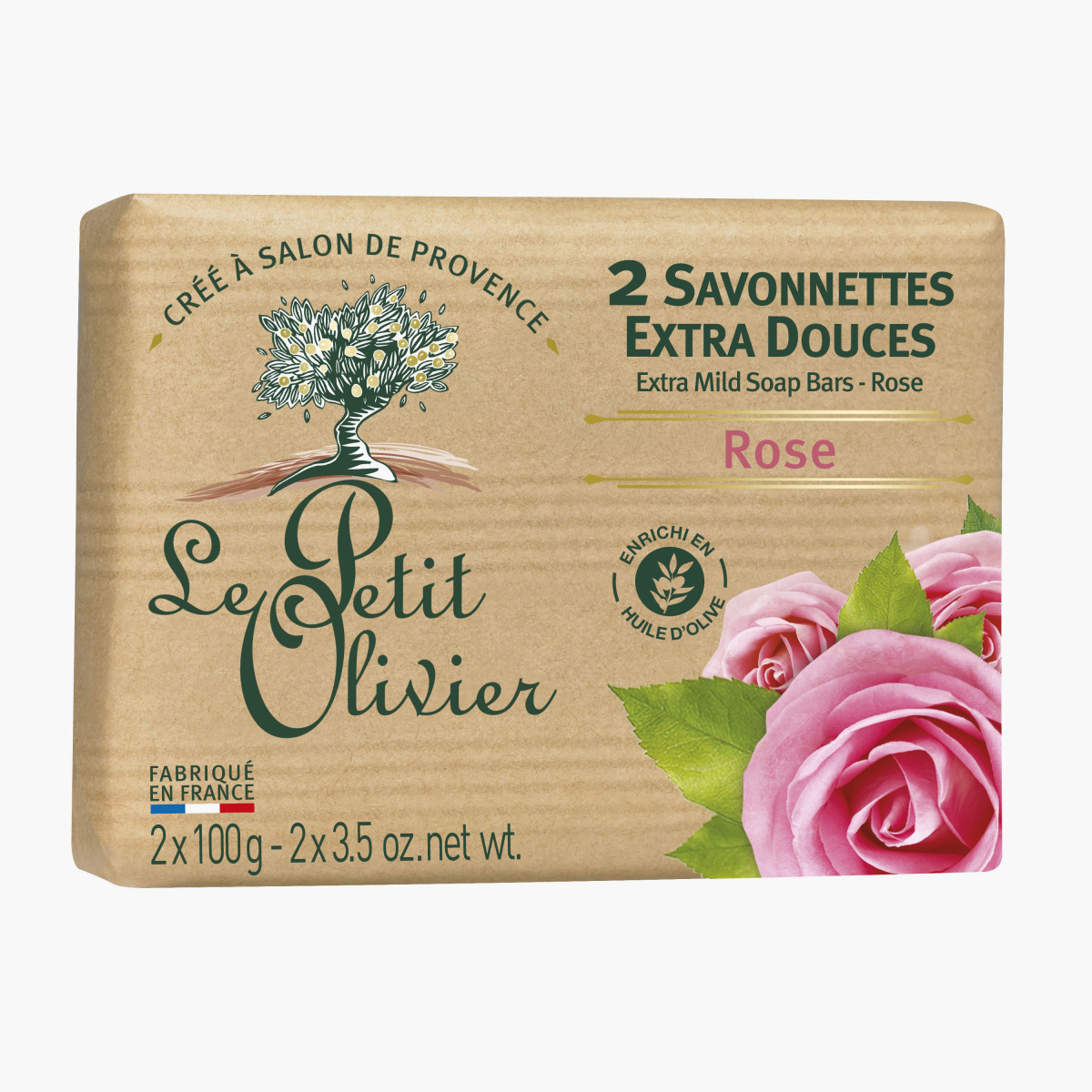 Le Petit Olivier 2-Piece Extra Mild Rose Soap Bar - 100 gms