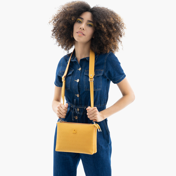 Shop United Colors of Benetton Embossed Crossbody Bag Online | Qatar